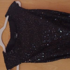 VENUS Black Sequined Cocktail dress with tie at the waist, size 4